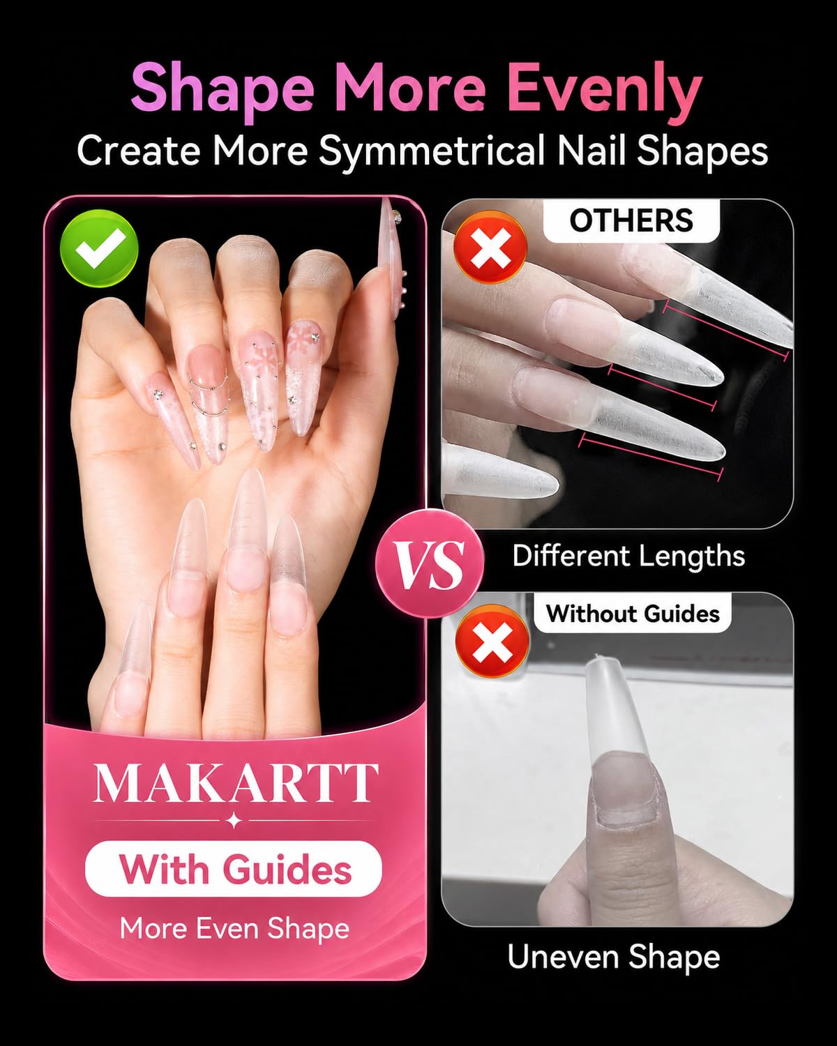 Makartt Long Almond Nail Tips: with Scales for Convenient Shape, Matte, 240 PCS, 15 Sizes, Fake Nails Stiletto - Full Cover Acrylic Press On Nail Beauty and Personal Care Makartt