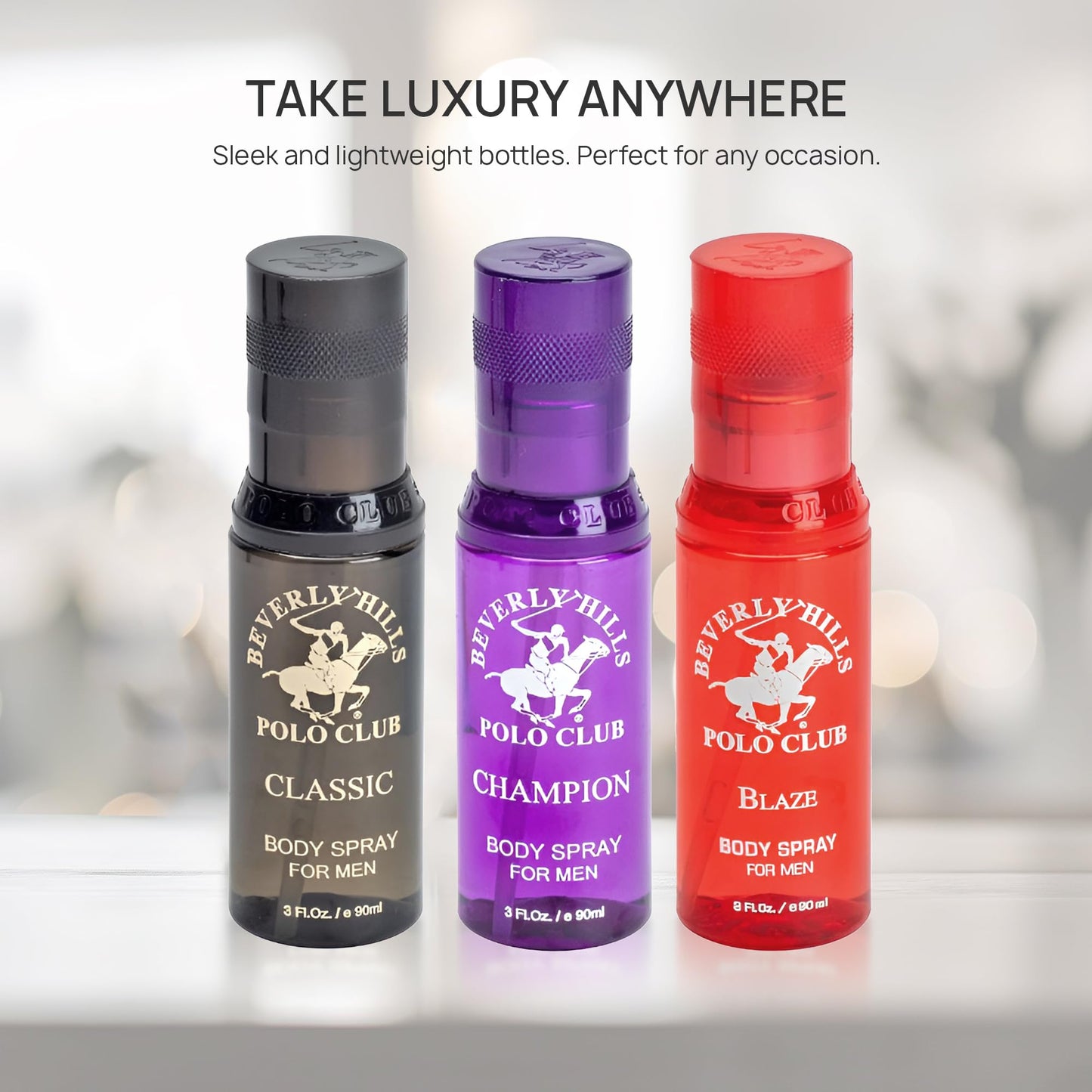 Beverly Hills Polo Club 3 Piece Body Spray Collection: Champion, Classic, Blaze (9 fl Oz, Different Fragrances) Beauty & Personal Care Beverly Hills Polo Club
