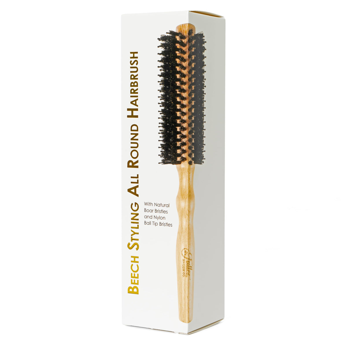 Fuller Brush Natural Beechwood Hairbrush - Ergonomic Contoured Handle - Genuine Boar Bristles - Spiral Tufting Pattern for Curls & Bobs - Style & Wave