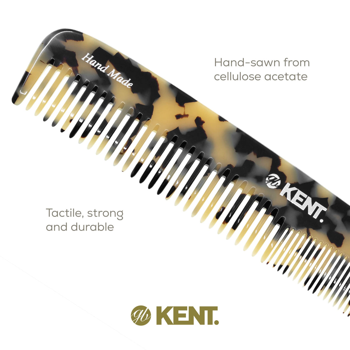 Kent 9T Fine Tooth and Wide Tooth Detangler Comb - Large Handmade Saw-Cut Dressing Comb for Wet Hair and Durable Grooming for Men and Women - Made in