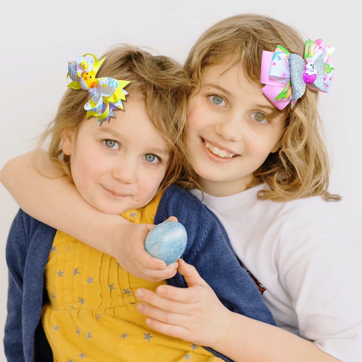 Easter Large Bows Hair Clips Boutique Grosgrain Ribbon Hair Pins Lovely Easter Egg Bunny Pattern Headwear Hair Accessories for Kids Girls Beauty & Personal Care melyde