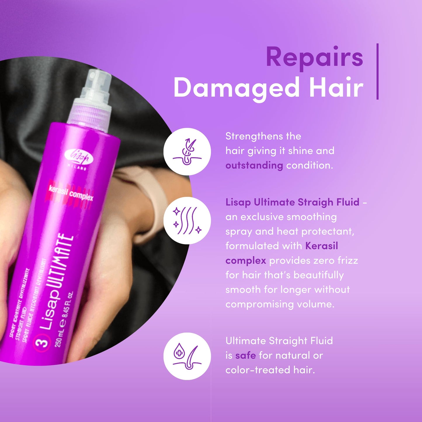 Lisap Heat Protectant for Hair, Ultimate Straight Fluid Hair Spray, Anti Frizz Hair Products, Thermal Protection Hydrating, Strengthening Beauty & Personal Care Lisap