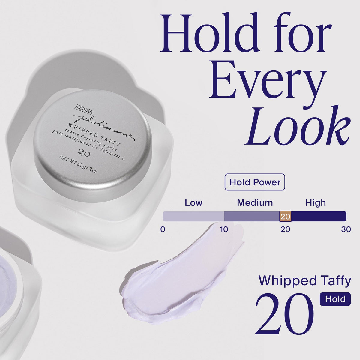 Kenra Professional Platinum Whipped Taffy 20 | Matte Defining Paste | Delivers An Ultra-Matte, Firm Hold Finish | Sculpts, Smooths & Texturizes Styles