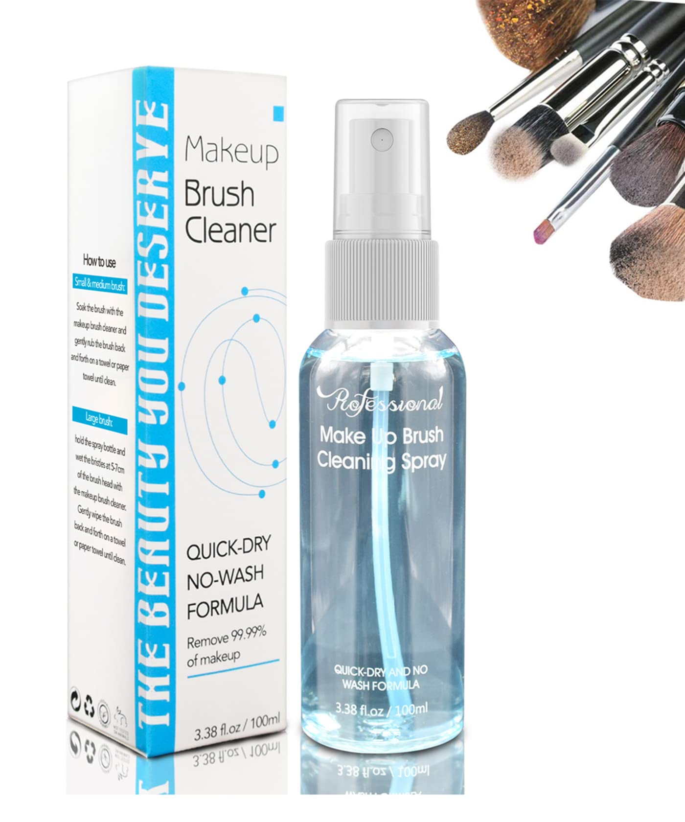 Felico Makeup Brush Cleaner for Cosmetic Brushes, No-washing Quick Drying Deep Cleaning Spray Ideal for Makeup Brushes Sponges for Women Girls 3.38 oz Beauty & Personal Care Felico
