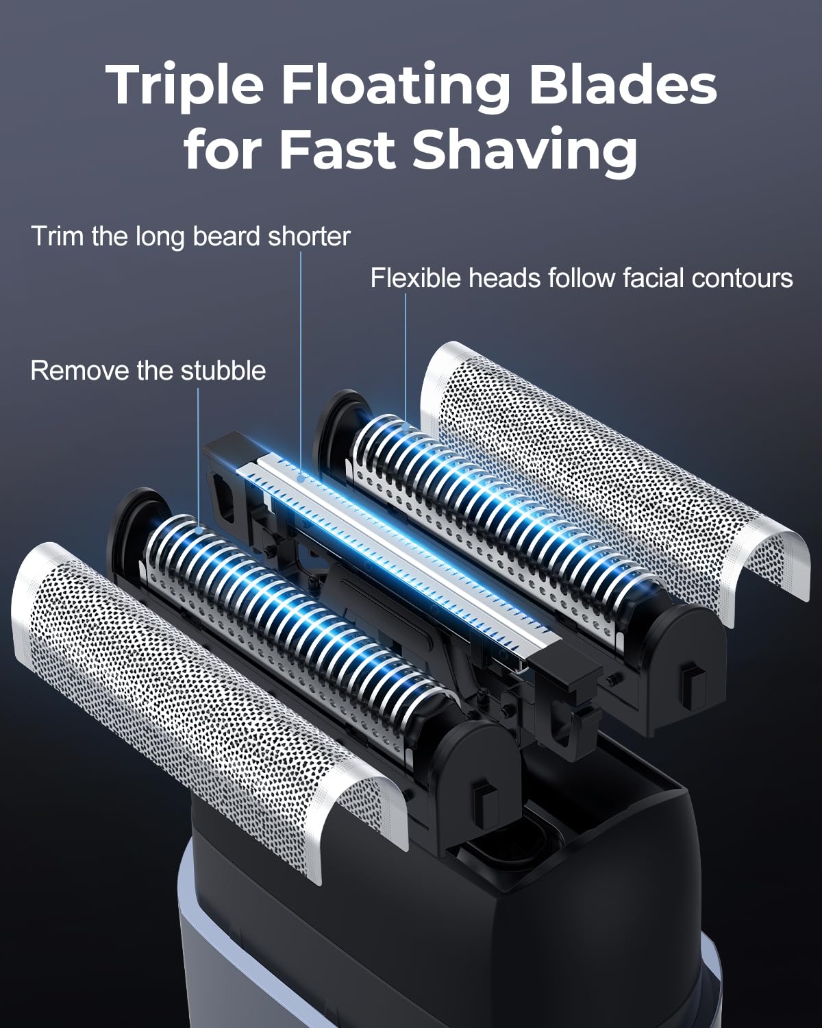 Foil Shavers for Men, Mini Electric Razors for Close Shaving Face with High Speed 3 Floating Blade Heads, USB C Fast Rechargeable Foil Shaver IPX7 Beauty and Personal Care FIRE ROSE