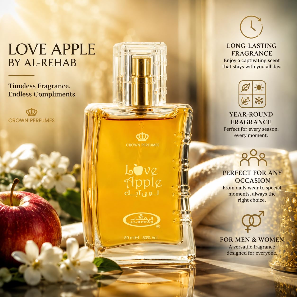 Love Apple Spray - Eau De Parfum Natural Spray (50ml/1.65fl.oz.) by Al-Rehab Beauty & Personal Care Al Rehab perfumes