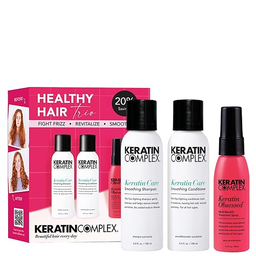 Keratin Complex - Healthy Hair Trio - Keratin Care Shampoo & Conditioner, 3.4 fl oz & Keratin Obsessed Multi-Benefit Treatment Spray, 1.7 fl oz Beauty & Personal Care Keratin Complex