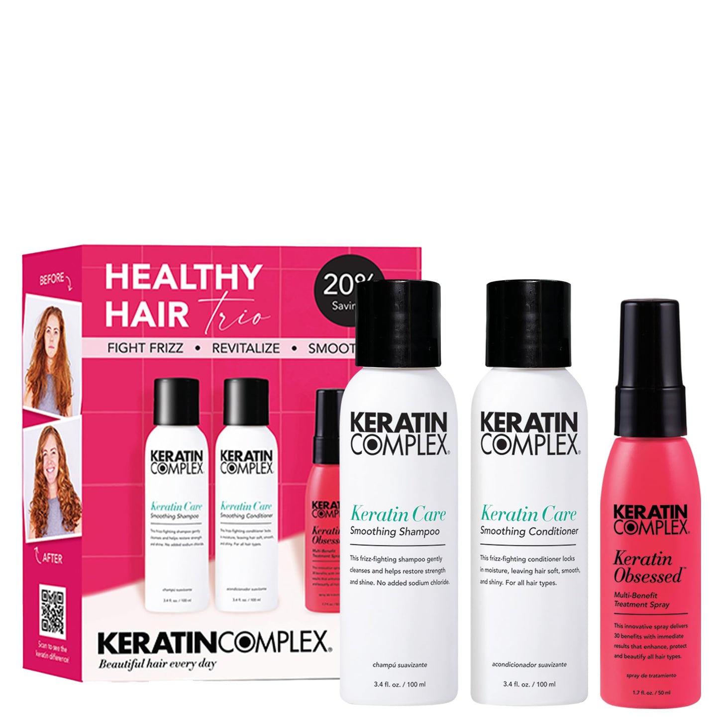 Keratin Complex - Healthy Hair Trio - Keratin Care Shampoo & Conditioner, 3.4 fl oz & Keratin Obsessed Multi-Benefit Treatment Spray, 1.7 fl oz Beauty & Personal Care Keratin Complex