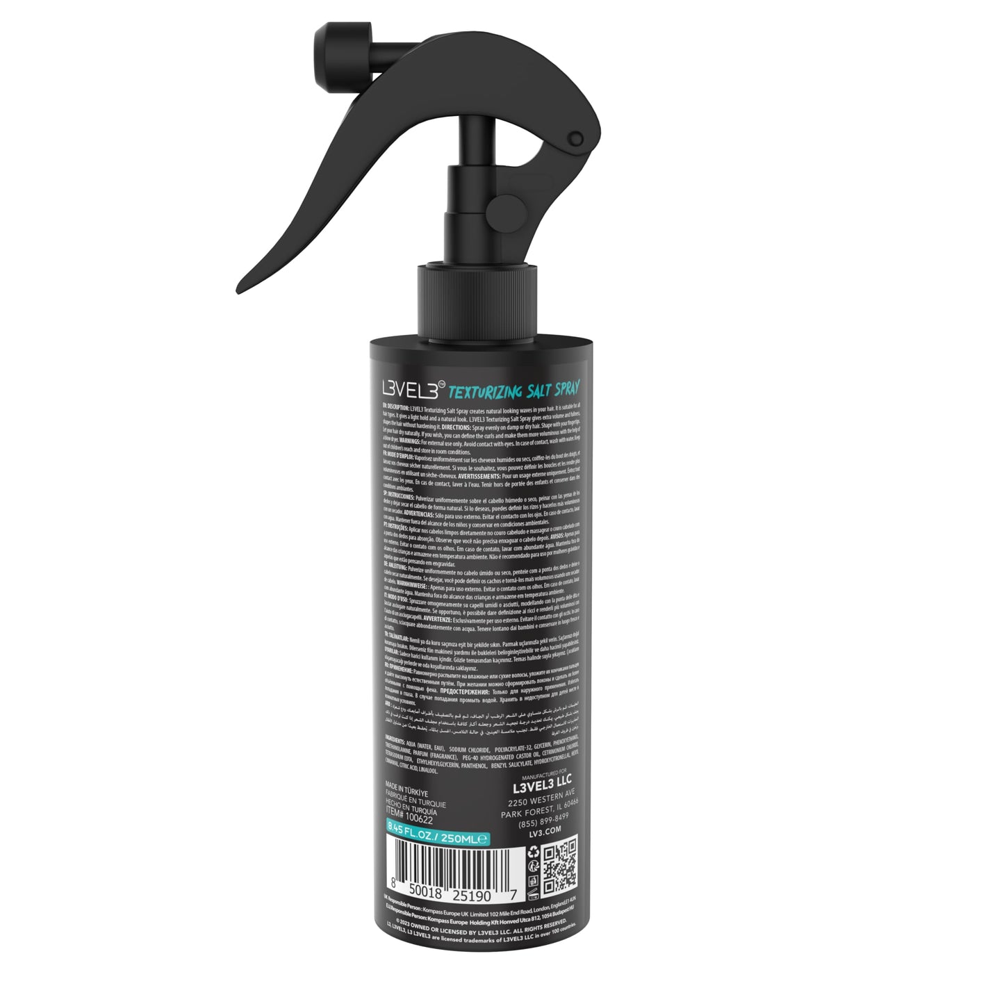L3 Level 3 Sea Salt Texturizing Spray - Creates Beachy Waves and Texture - Light Hold - Casual Hair Finish (8.45 Fl Oz) Beauty & Personal Care L3