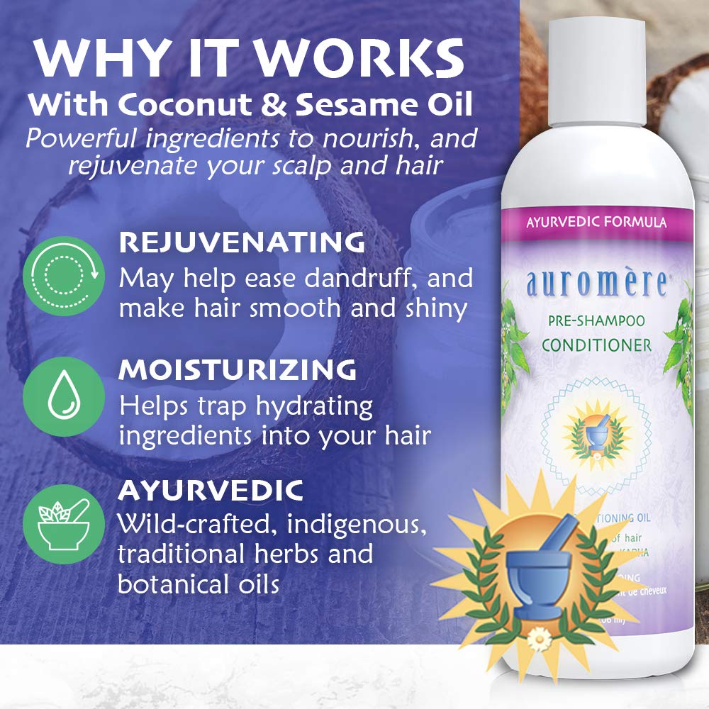 Auromere Ayurvedic Pre-Shampoo Conditioner, 100% Natural - 7 Fl Oz, 1 Pack