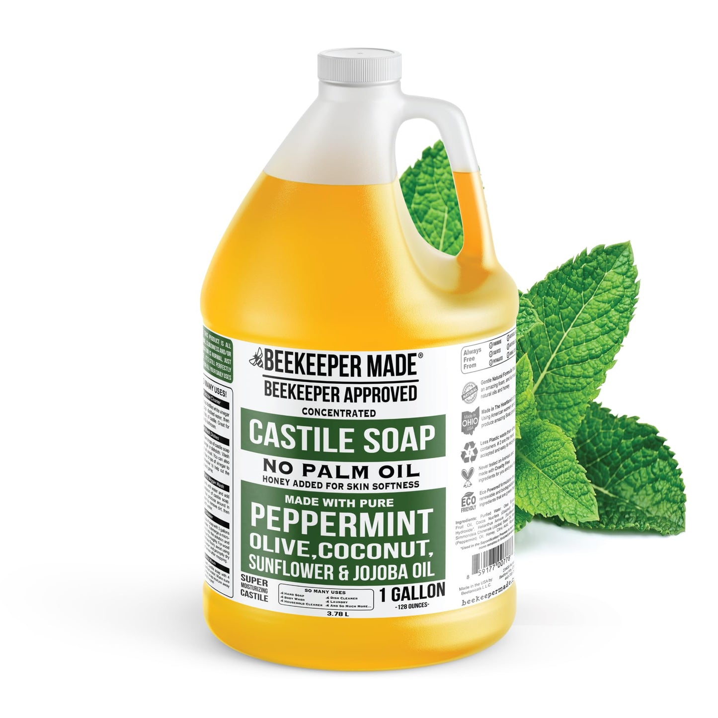 Beessential Beekeeper Made Natural Castile Soap | No Palm Oil, 8 Ingredients, Pure Olive, Coconut, & Sunflower Oils, GMO Free, For Sensitive Skin Beauty & Personal Care Beessential
