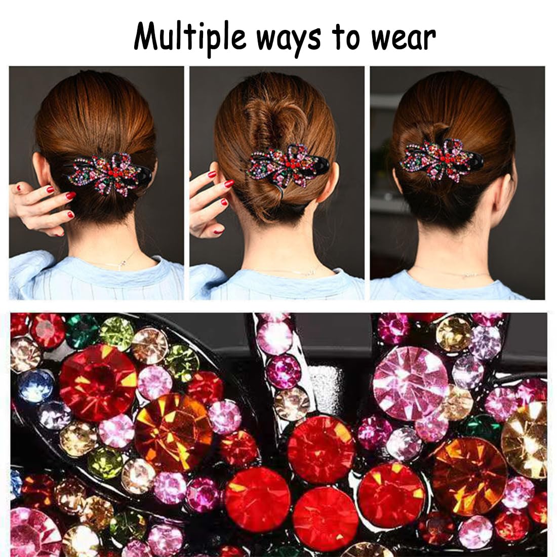 Yusier 4pcs Sparkling Rhinestone Duckbill Clips Decorative Hair Clips for Fine Hair Bling Crystal Prom Barrettes Diamond Hair Clips with Flower Hair Beauty & Personal Care Yusier