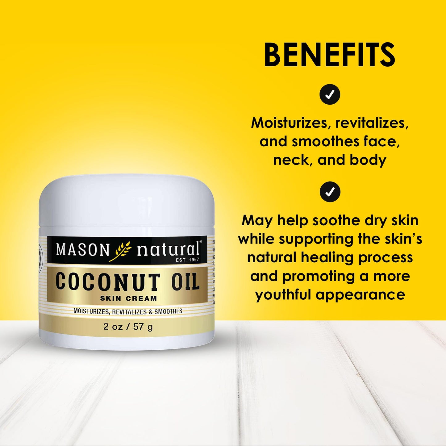 MASON NATURAL Coconut Oil Beauty Cream, Hydrating Moisturizer With Collagen for Smooth & Firm Skin, 2 oz Beauty & Personal Care MASON NATURAL