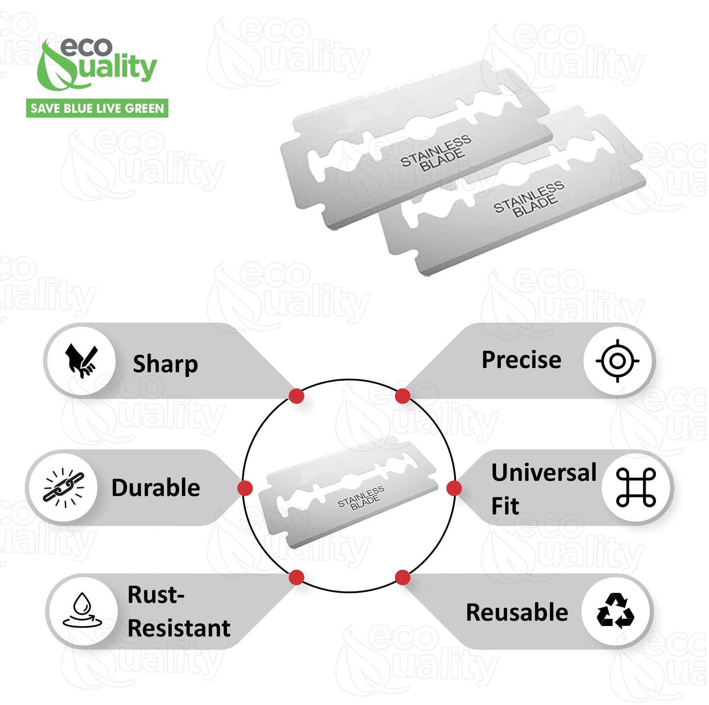 [100 PACK] Double Edge Stainless Steel Razor Blades - Platinum-Coated Safety Razor Blades for Men’s Shaving, Delivering a Smooth, Precise Shave Beauty and Personal Care EcoQuality