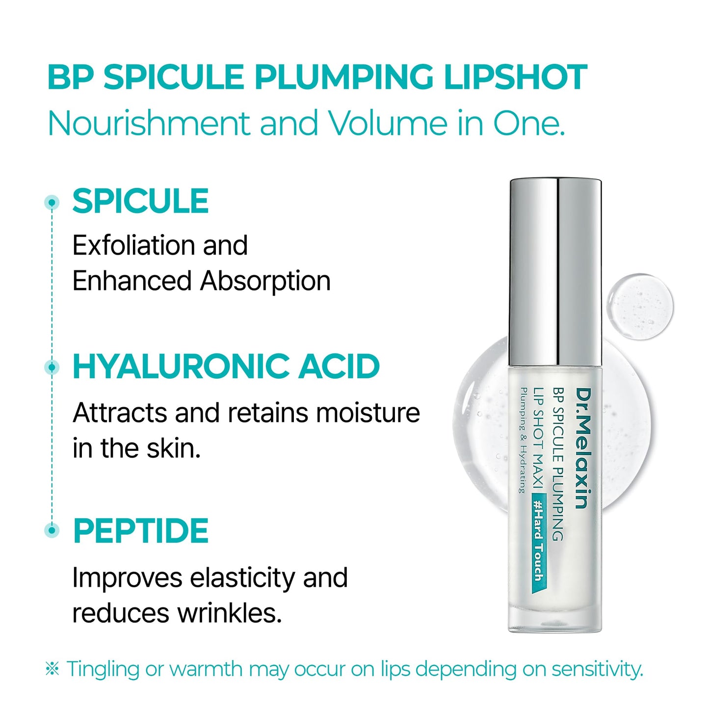 Dr.Melaxin BP Spicule Plumping Lip Shot Maxi - Microneedle Lip Plumper for Fuller Lips & Smooth Texture, Hyaluronic Acid & Peptides for Volume & Fine Beauty and Personal Care Dr.Melaxin