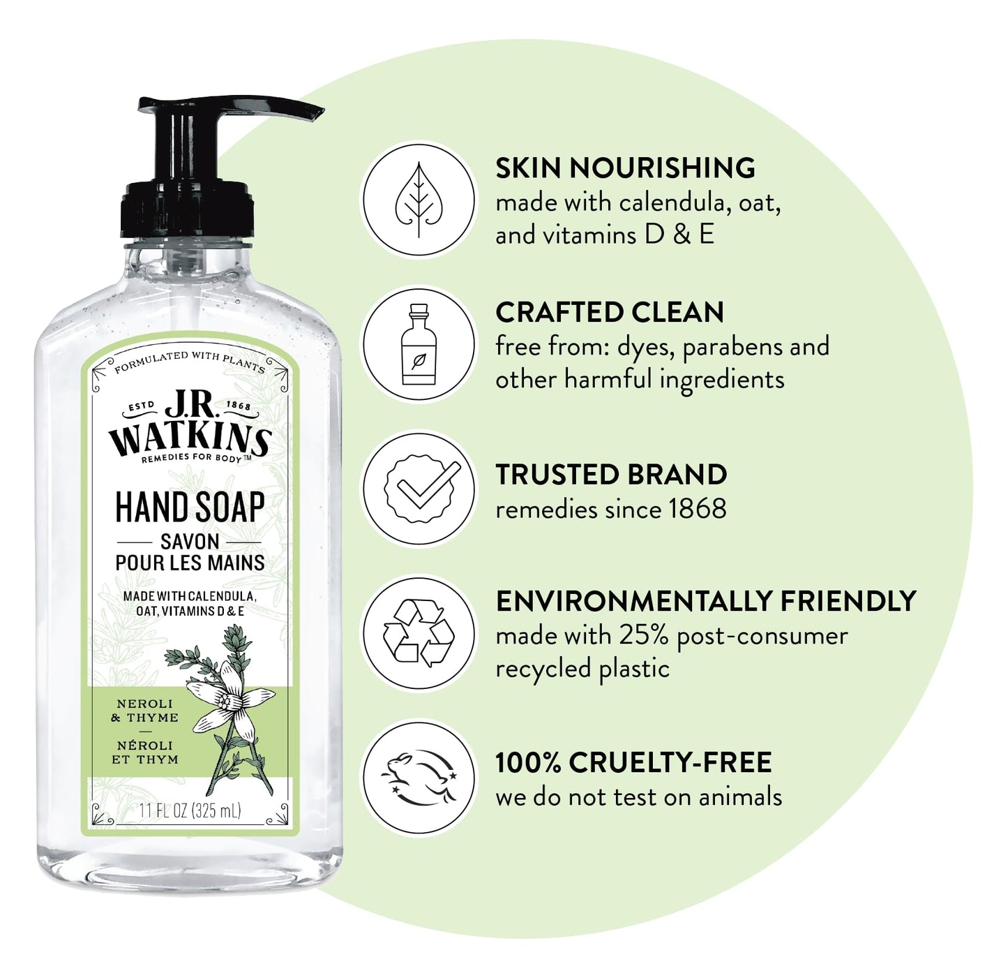J.R. Watkins Neroli & Thyme Liquid Hand Soap 11 fl oz, pack of 1 Beauty & Personal Care J.R. Watkins