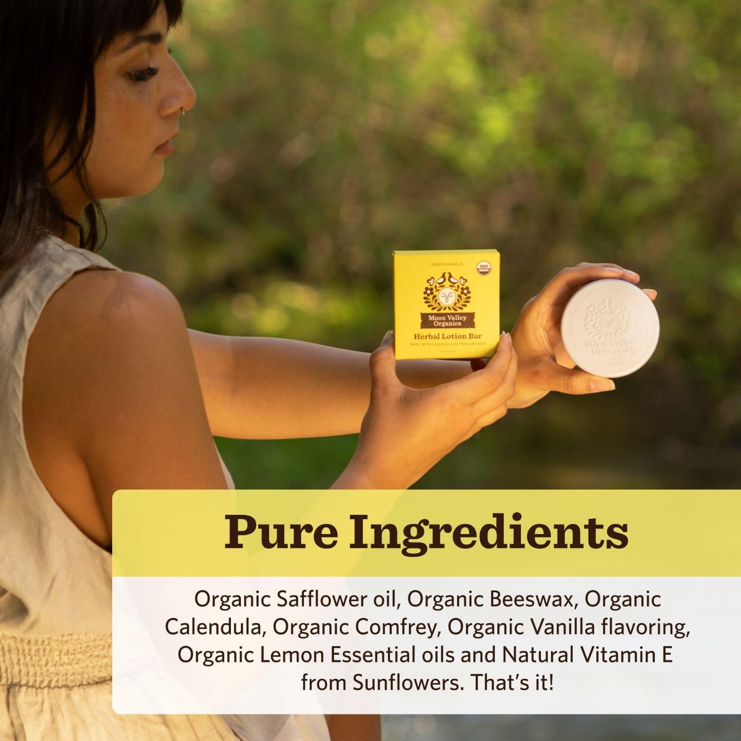 Moon Valley Organics Herbal Lotion Bar in Lemon Vanilla, Moon Melt Bar, Calendula and Comfrey, Beeswax, Heal and Restore Chapped Skin, Soothing Beauty & Personal Care Moon Valley Organics