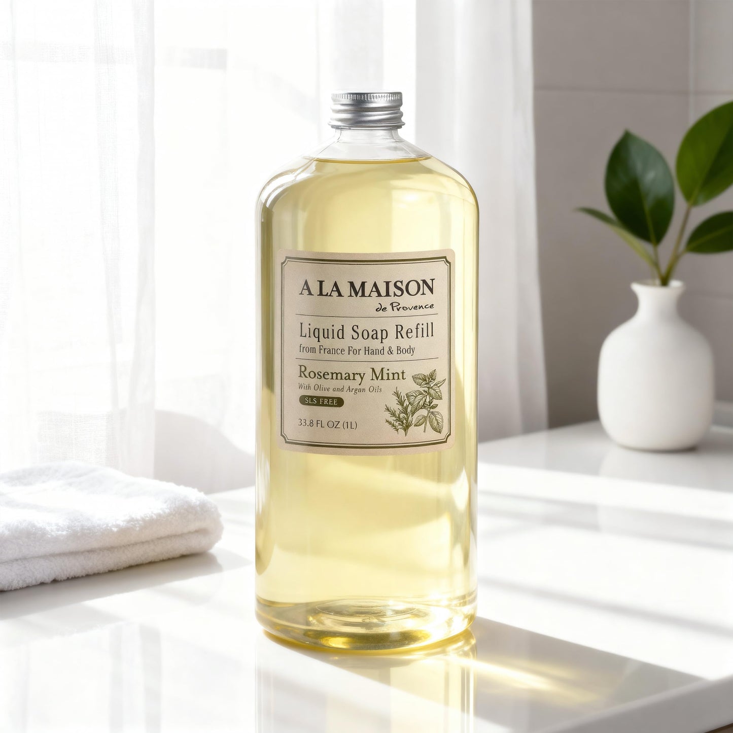 A LA MAISON Rosemary Mint Natural Hand Wash Made with Essential Oils - Biodegradable, Plant-Based, Vegan, Cruelty-Free 33.8 Fl Oz Refill Bottle, 1 Beauty & Personal Care A LA MAISON