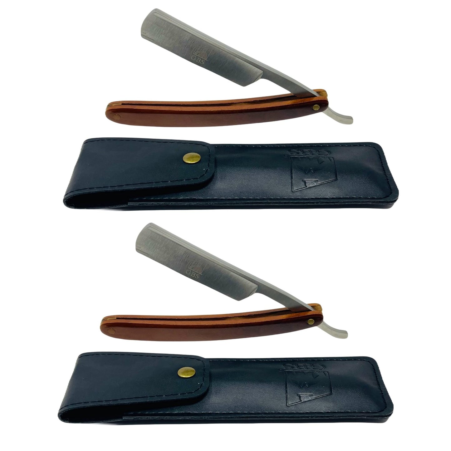 G.B.S Men's Wooden Handle Shaving Straight Razor, Single Edge Stainless-steel Blade Folding Handle, Hard Wood Grain, Leather Protective Razor Case Beauty and Personal Care G.B.S