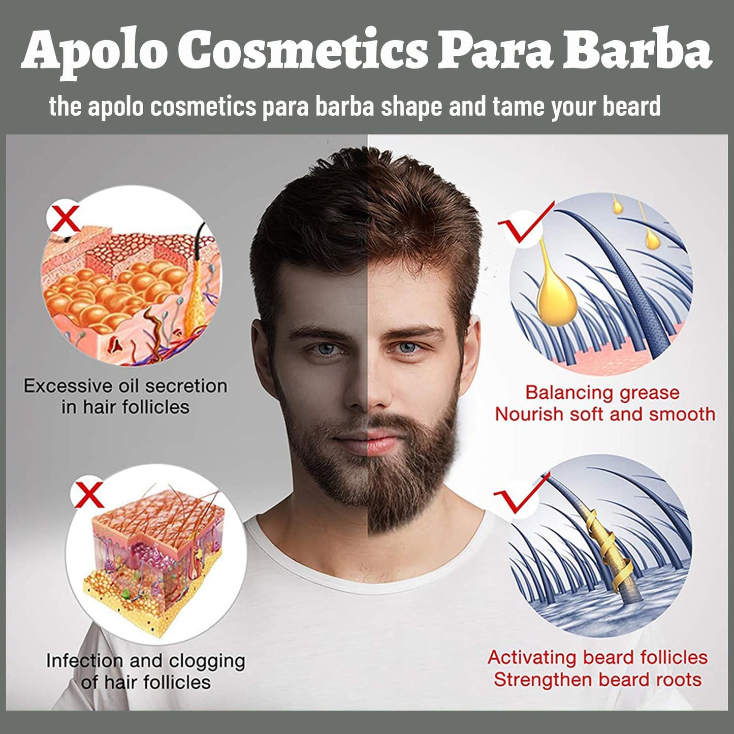 Para Barba, Shea Moisture Beard Balm for Men, Crecimiento De Barba Para Hombre, Beard Growth Vitamins, Estimulante De Barba Ultra Potente, Strengthens Beauty and Personal Care apolo cosmetics