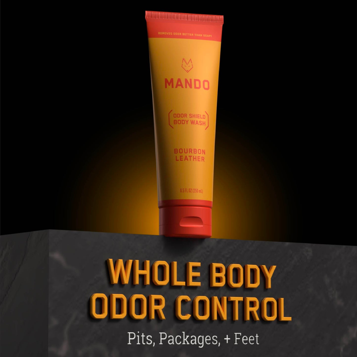 Mando Odor Shield Body Wash - 24 Hour Control - Removes Odor Better than Soap - SLS and Paraben Free, Skin Safe - 8.5 Ounce (Bourbon Leather) Beauty & Personal Care Mando