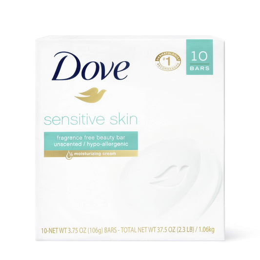 Dove Beauty Bar More Moisturizing Than Bar Soap Sensitive Skin Effectively Washes Away Bacteria, Nourishes Your Skin 3.75 oz 10 Bars Beauty & Personal Care Dove