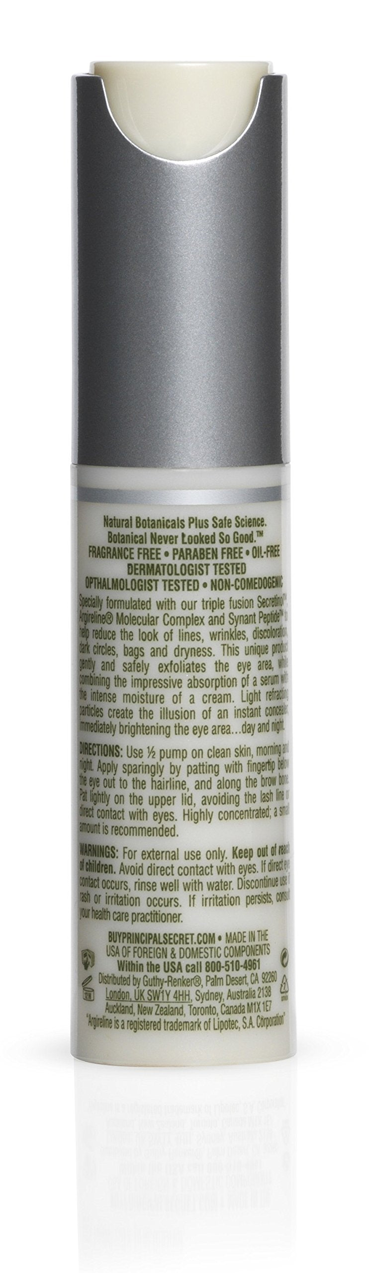 Principal Secret reclaim BOTANICAL Anti-Aging Radiant Recovery Fluid Eye Cream Plant Based Retinol, Argireline, Squalane, Peptides, Ceramides Beauty & Personal Care Principal Secret