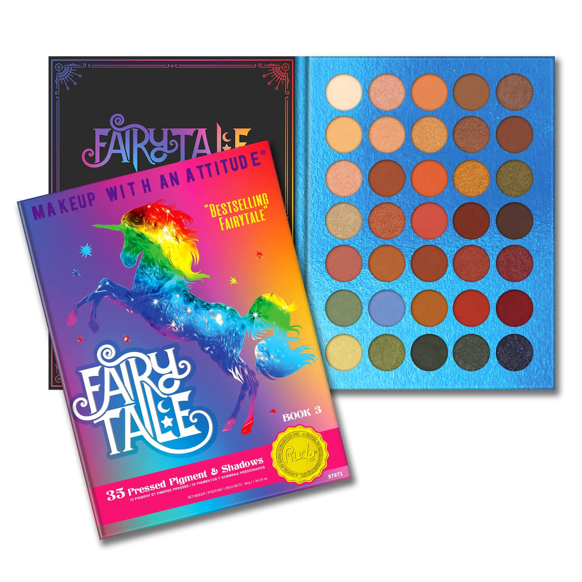 Rude Cosmetics Fairy Tale 35 Eyeshadow Palette - Book 3 for Women - 1.34 oz Eye Shadow Beauty & Personal Care RUDE