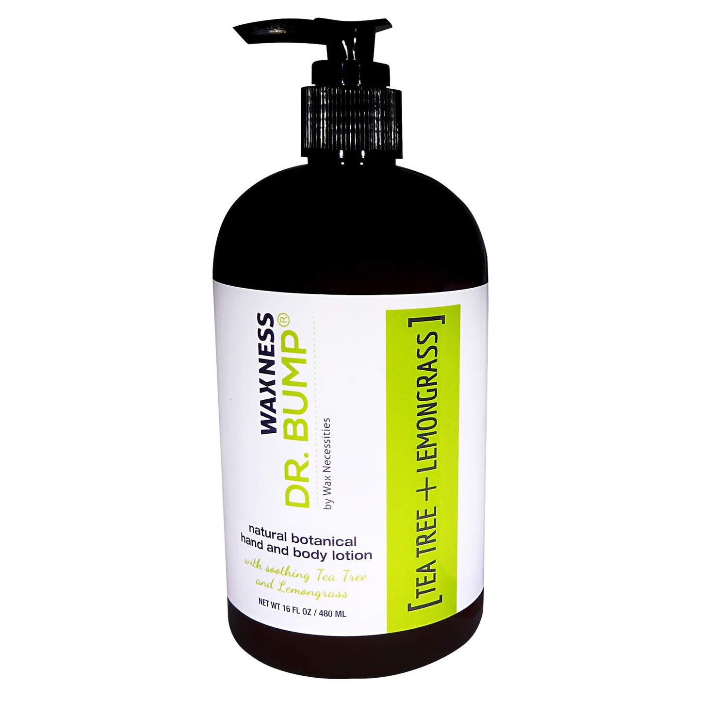 Waxness Dr. Bump Botanical Hand & Body Lotion Tea Tree & Lemongrass 16 fl oz (480 ml) - Hydrating Botanical Lotion - Professional Skin Care - Made in Beauty and Personal Care Waxness