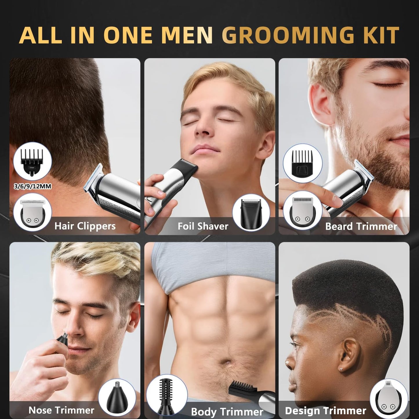 ritarga Beard Trimmer for Men, 20 Length Settings, 14-in-1 Cordless Grooming Kit, Waterproof Electric Razor for Men with A Razor Stand, Hair Trimmer Beauty and Personal Care ritarga