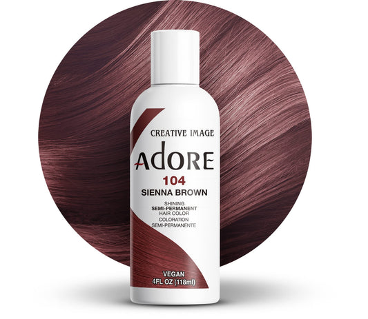 Adore Semi Permanent Hair Color (104 Sienna Brown) | Vegan & Cruelty-Free Brown Hair Dye | No Ammonia, No Peroxide, No Alcohol | 4 Fl Oz Beauty & Personal Care Adore