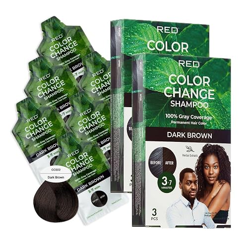 Red by Kiss Color Change Shampoo - Permanent Hair Color with 100% Gray Coverage, Quick 7-10 Minute Formula, No Tools Needed, Herbal Extracts, Includes Beauty & Personal Care Red by Kiss