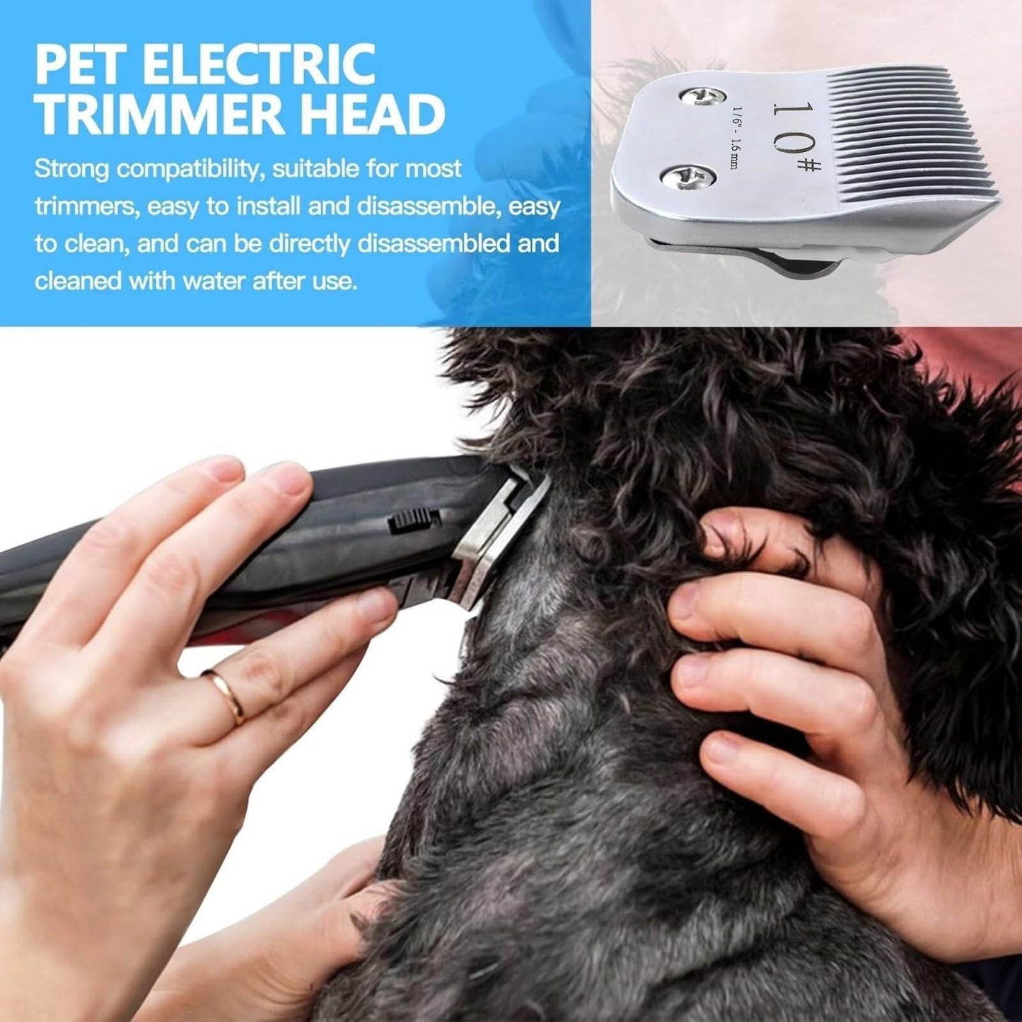 DBEIXIWEI Stainless Steel Pet Grooming Clipper Blade 10F# 1/6" Detachable Electric Trimmer Blade Suitable for Andis AG, AGC, BDC Beauty and Personal Care DBEIXIWEI