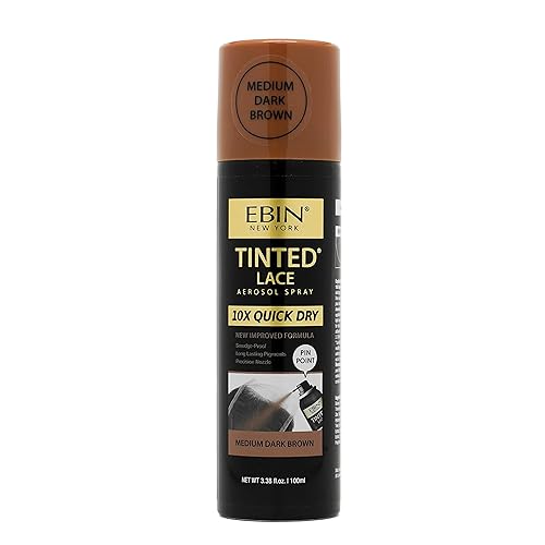 EBIN NEW YORK Tinted Lace Spray - 3.38oz/ 100ml, Medium Dark Brown | Fast Drying, Water Resistant, No Residue, Even Application, Skin-Matching Tone Beauty & Personal Care EBIN NEW YORK