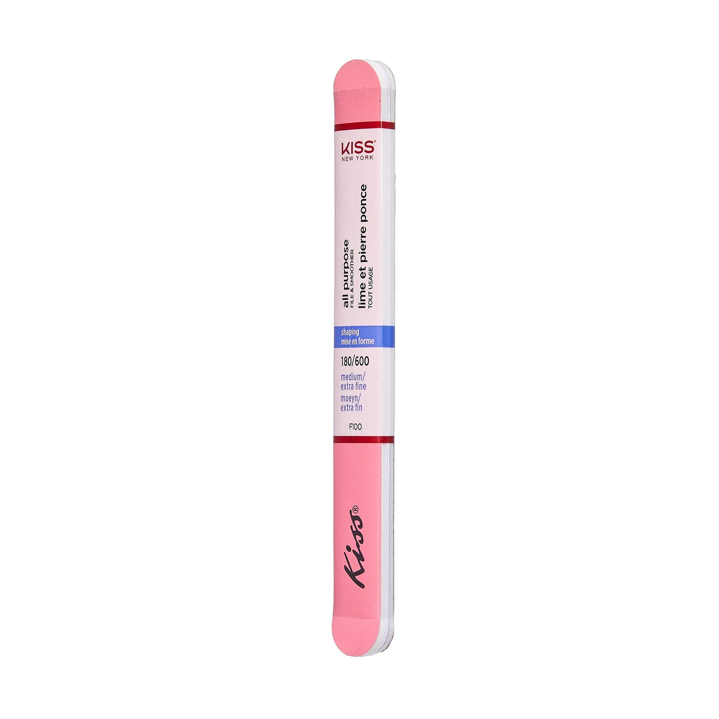 Kiss File All Purpose & Smoother 180 Medium / 600 Extra Fine F100N - Pack of 6 Files & Smooths Natural and Artificial Nails Beauty & Personal Care Kiss