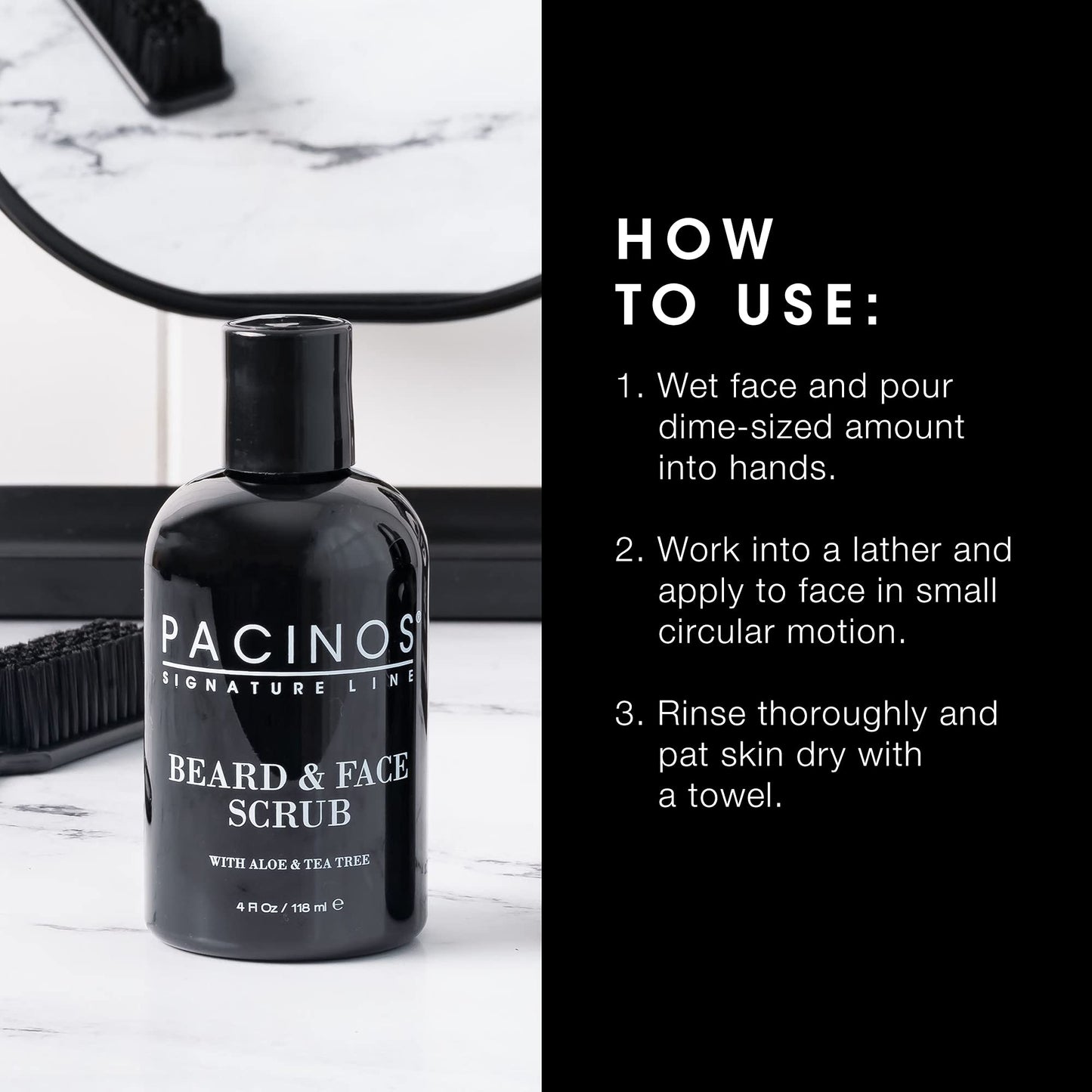 Pacinos Shave System, Beard and Face Scrub, Men's Skin Care, Best Organic Natural Shampoo, Aloe Vera and Tea Tree Extract, Removes Impurities, 4 oz Beauty & Personal Care Pacinos