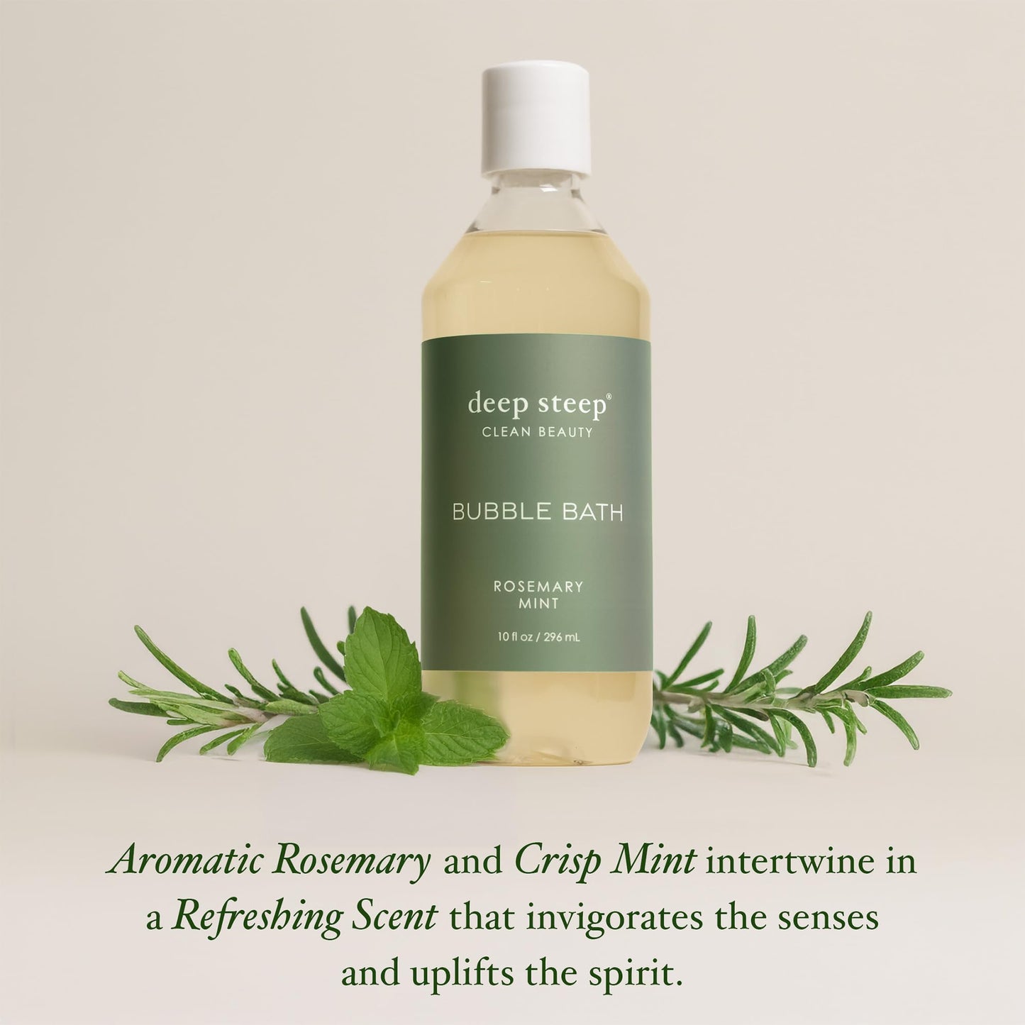 Deep Steep Bubble Bath, Rosemary Mint, 10 oz - Soothing Soak with Shea Butter, Argan Oil, Aloe Vera & Coconut Oil - Vegan, Sulfate-Free, PH-Balanced Beauty & Personal Care Deep Steep
