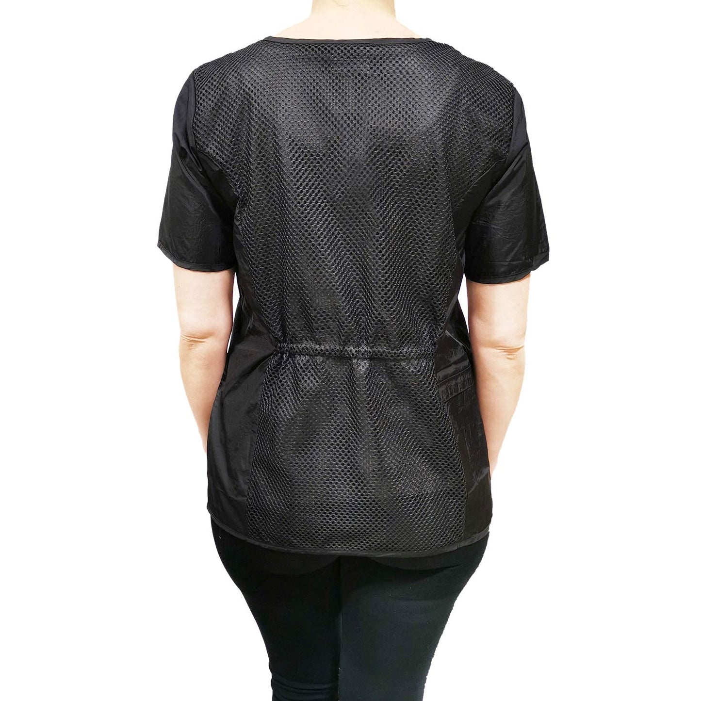 CHARLENE Ivy Short Sleeves Jacket, Mesh Back Hair Water Repellent - Taffeta, Lace, and Mesh Details - Zipper Closure - Machine Washable - Stylish Beauty & Personal Care CHARLENE