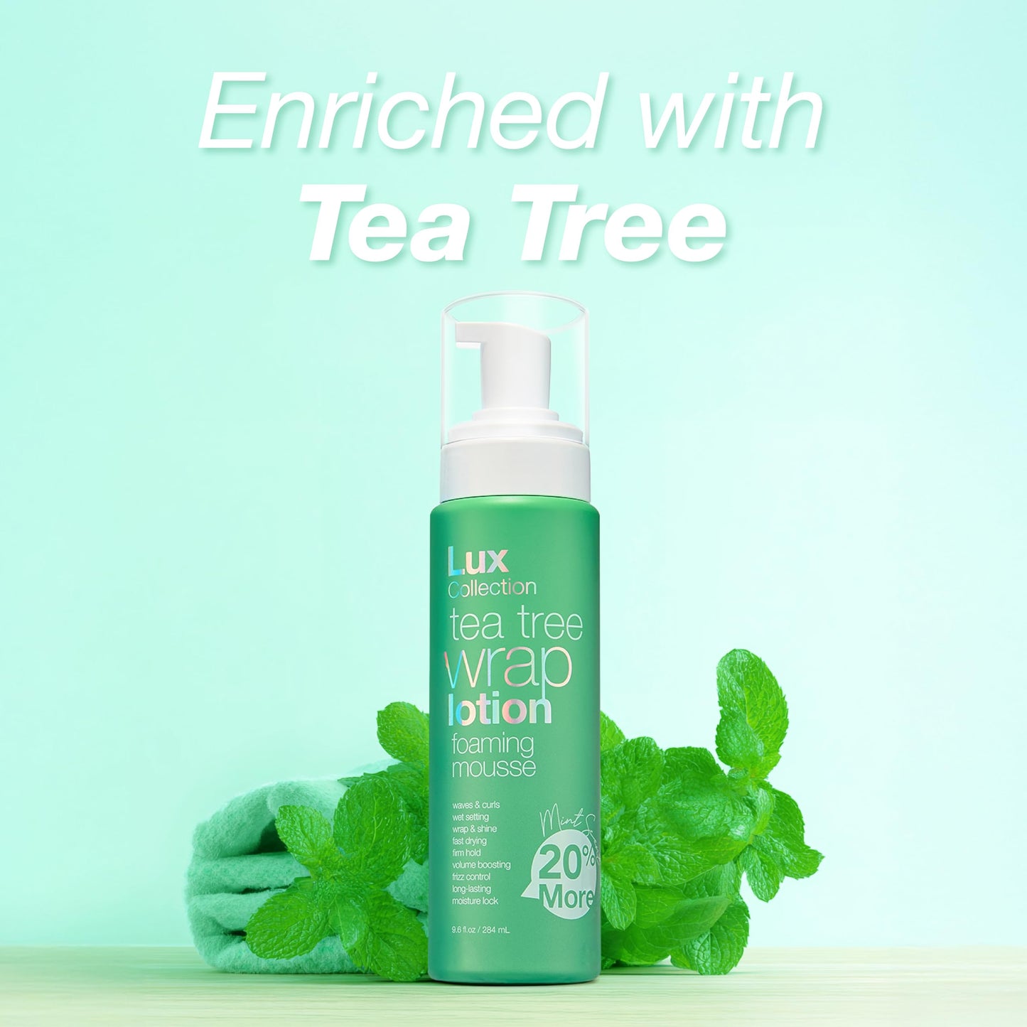 Lux Collection Wrapping Foam Lotion Wave Curl Wet Setting Styling Hair Foaming Mousse 9.6 fl.oz / 284mL Tea Tree Beauty & Personal Care Lux Collection