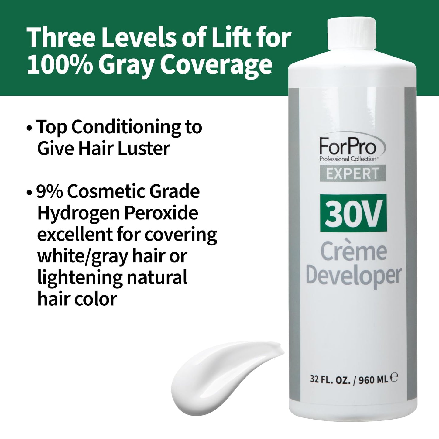 ForPro Expert 30 Volume Crème Developer, 32 Fl Oz - for Hair Lightening, Gray Coverage & Color Deposit with Extra Lift Beauty & Personal Care ForPro Professional Collection