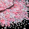 BELLEBOOST 50g Flatback Pearls and Rhinestones Set 1-Pink&White, Mixed Size 3-10mm Resin Rhinestones and Half Pearls for Nail Art and Crafts Beauty & Personal Care BELLEBOOST