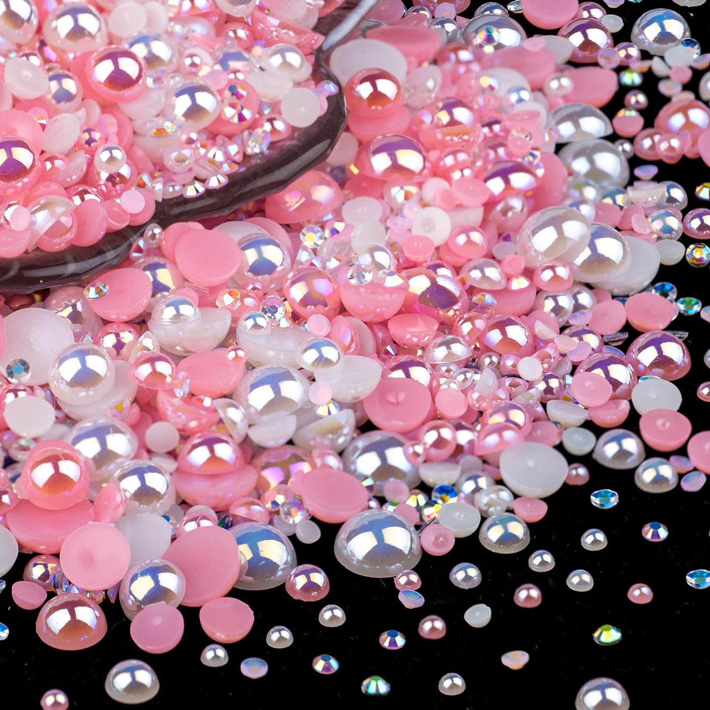 BELLEBOOST 50g Flatback Pearls and Rhinestones Set 1-Pink&White, Mixed Size 3-10mm Resin Rhinestones and Half Pearls for Nail Art and Crafts Beauty & Personal Care BELLEBOOST
