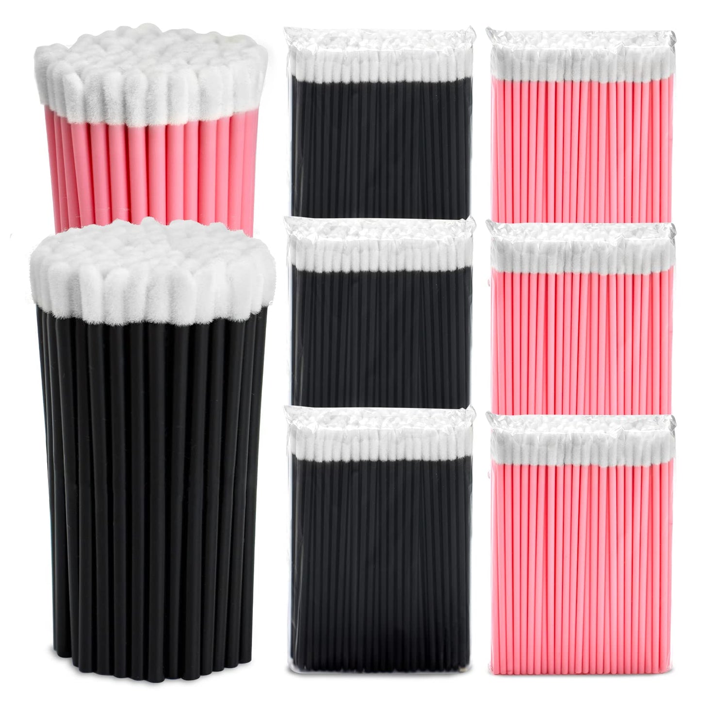 600pcs Disposable Lip Applicators, Lipstick Brushes & Lip Wands - Black & Pink 3.6 Inch Hygienic Makeup Applicators for Precision Application Beauty & Personal Care Bcowos