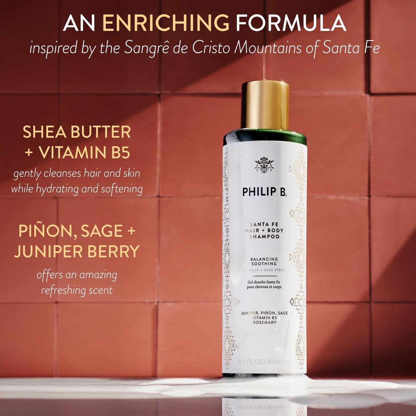 PHILIP B Santa Fe Hair and Body Shampoo (11.8 Fl Oz) - Gentle Cleanser, Hydrates and Softens with Shea Butter & Vitamin B5 Beauty & Personal Care PHILIP B