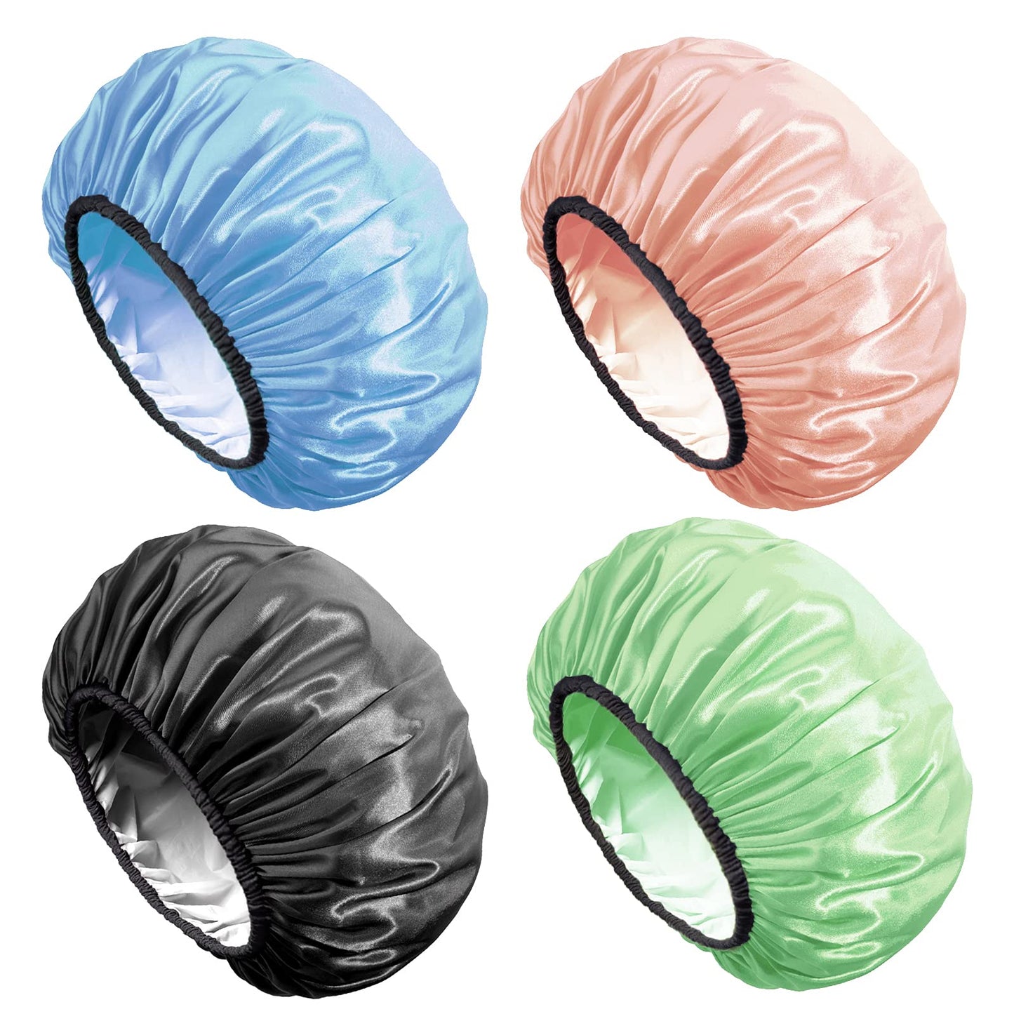 Aquior Shower Cap,4-Pack Large Shower Caps for Women Long Hair, Premium Soft Silky Satin Reusable Hair Cap For All Hair Lengths And Big Hairstyles Beauty & Personal Care Aquior