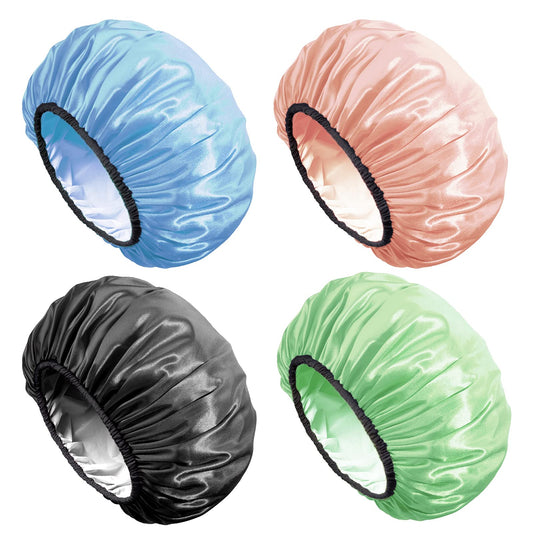 Aquior Shower Cap,4-Pack Large Shower Caps for Women Long Hair, Premium Soft Silky Satin Reusable Hair Cap For All Hair Lengths And Big Hairstyles Beauty & Personal Care Aquior