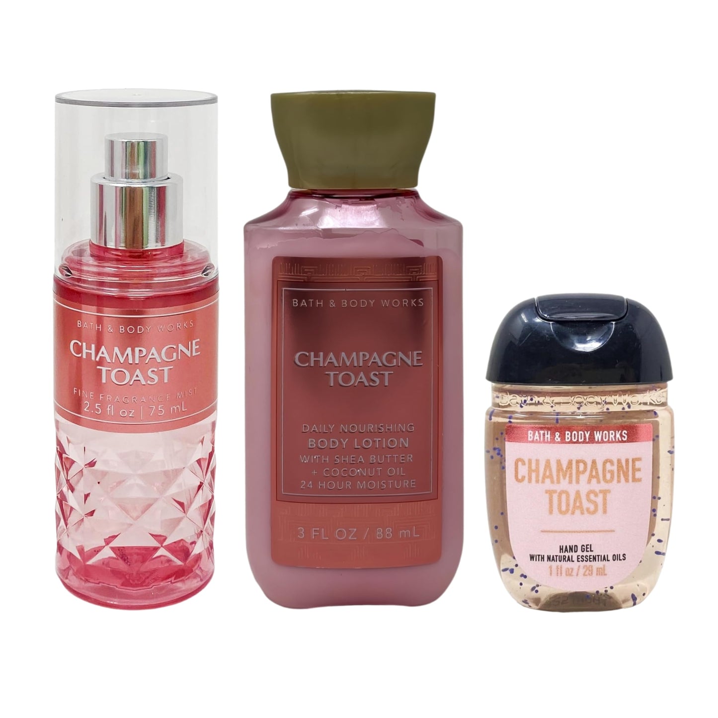 Bath & Body Works Champagne Toast - Mini Gift Set - Fine Fragrance Mist, Body Lotion and Hand Gel With a Himalayan Salts Springs Sample Soap. Beauty and Personal Care Bath & Body Works