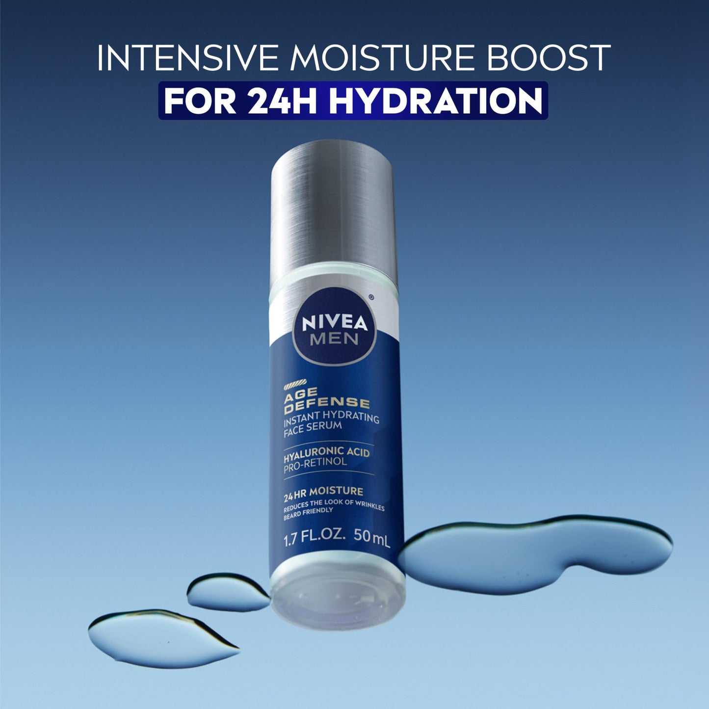 NIVEA MEN Age Defense Instant Hydrating Face Serum for Dry Skin, With Pro-Retinol and Hyaluronic Acid, Facial Serum Helps Reduce Look of Fine Lines Beauty & Personal Care NIVEA MEN