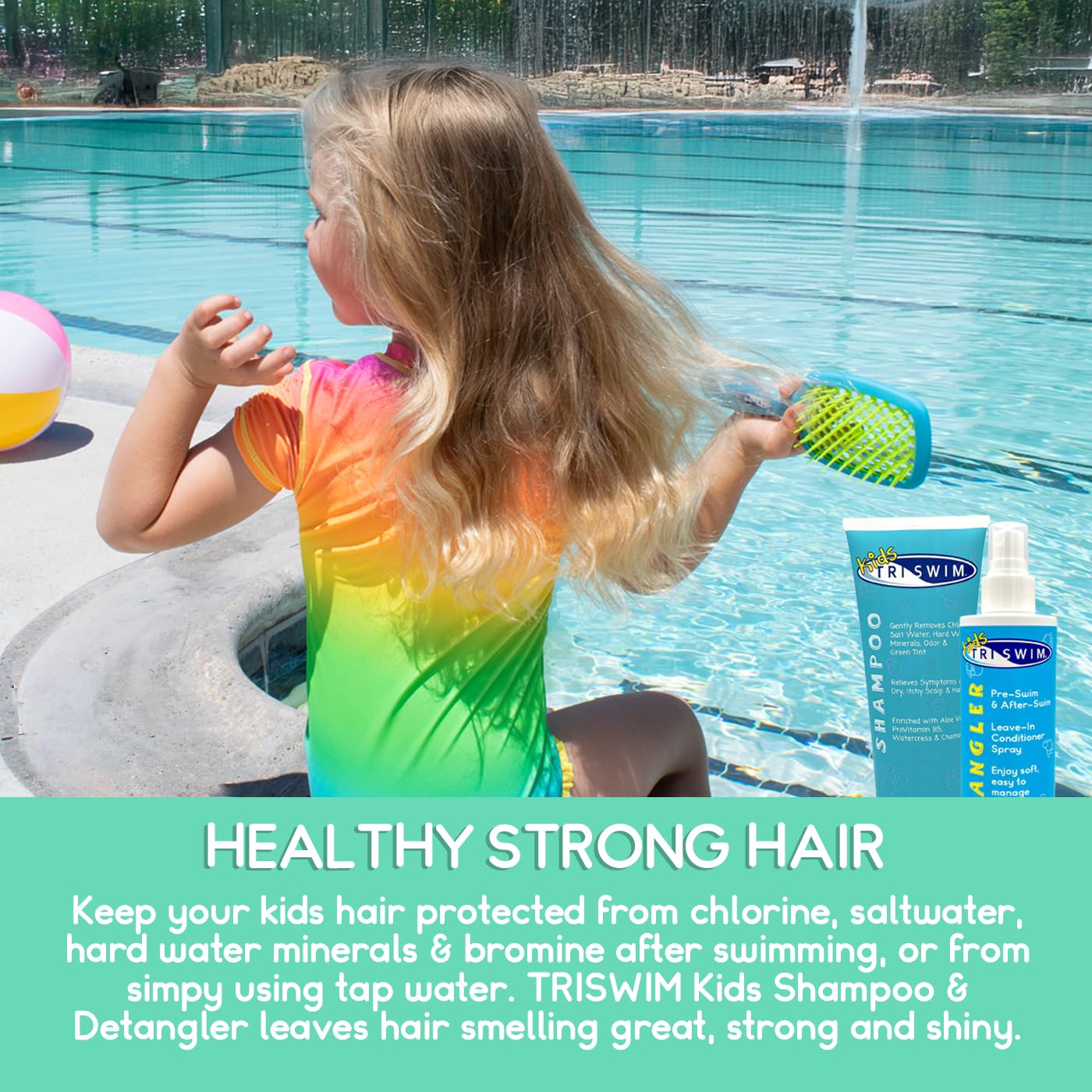 TRISWIM Swim Care Bundle | Chlorine Removal Shampoo 8.5 oz + Kids Detangler Leave-In Conditioner Spray 8 oz | Removes Chlorine & Saltwater | Detangles Beauty & Personal Care TRISWIM