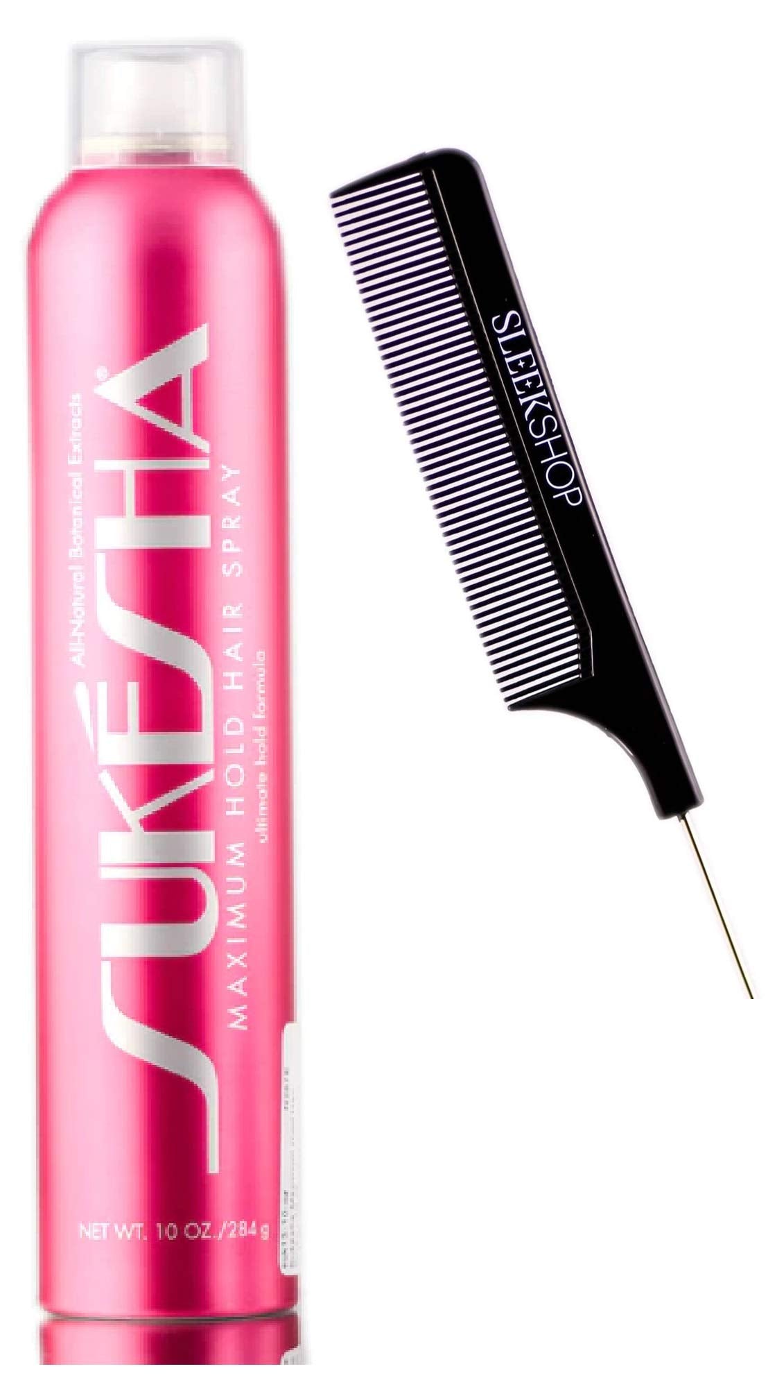 Sukesha Maximum Hold Hair Spray, ultimate hold aerosol formula (with Sleek Steel Pin Tail Comb) (10 oz / 284 gram - retail size) Beauty & Personal Care Sukesha